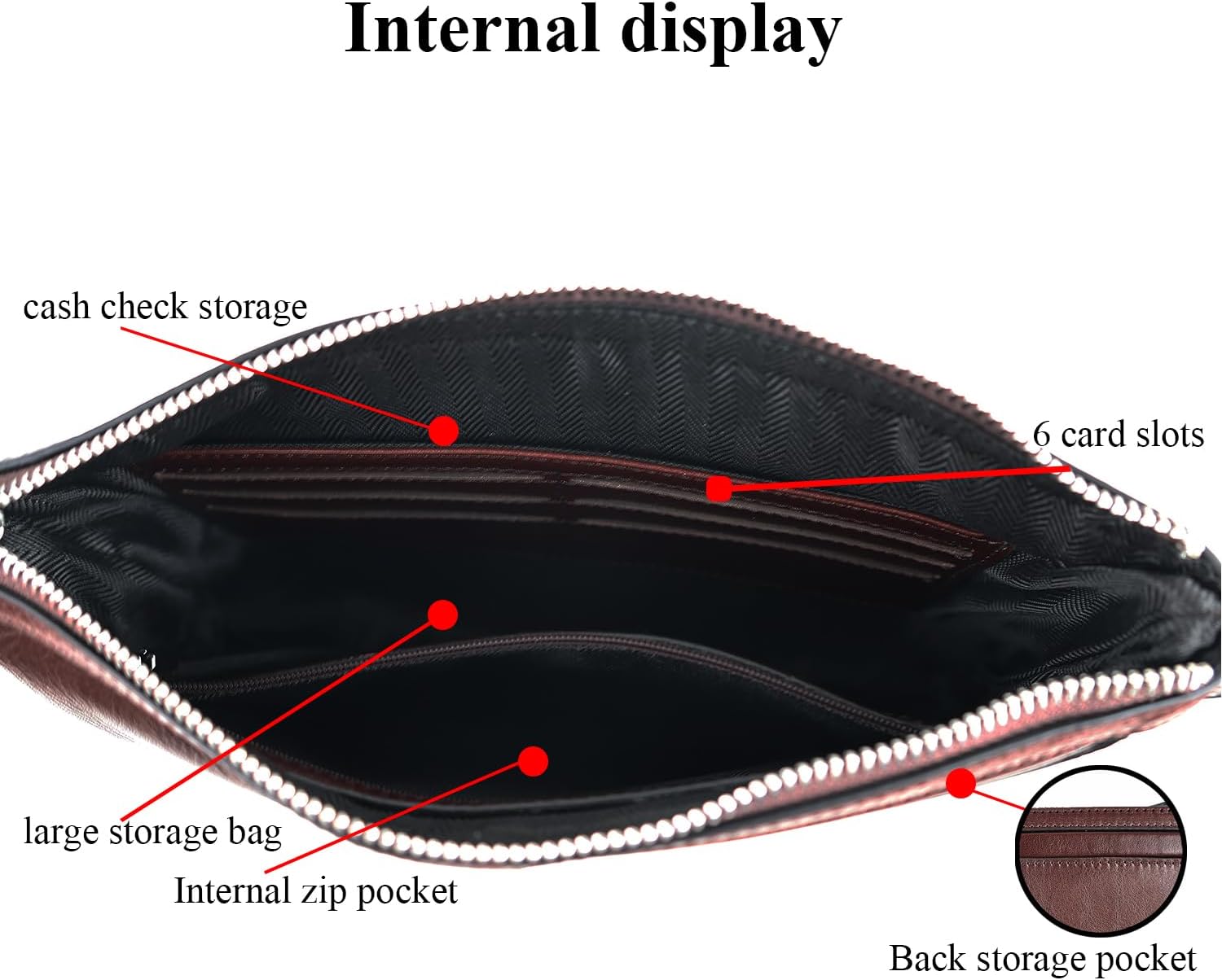 Genuine Leather Clutch Bag for Men Handbag Wrist Bag Business Large Purse Envelope Bag Wallet