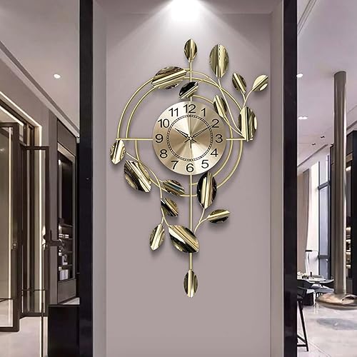 Reloj de pared grande de metal decorativo de 29.5 pulgadas, relojes de pared silenciosos que funcionan con pilas para sala de estar, dormitorio,