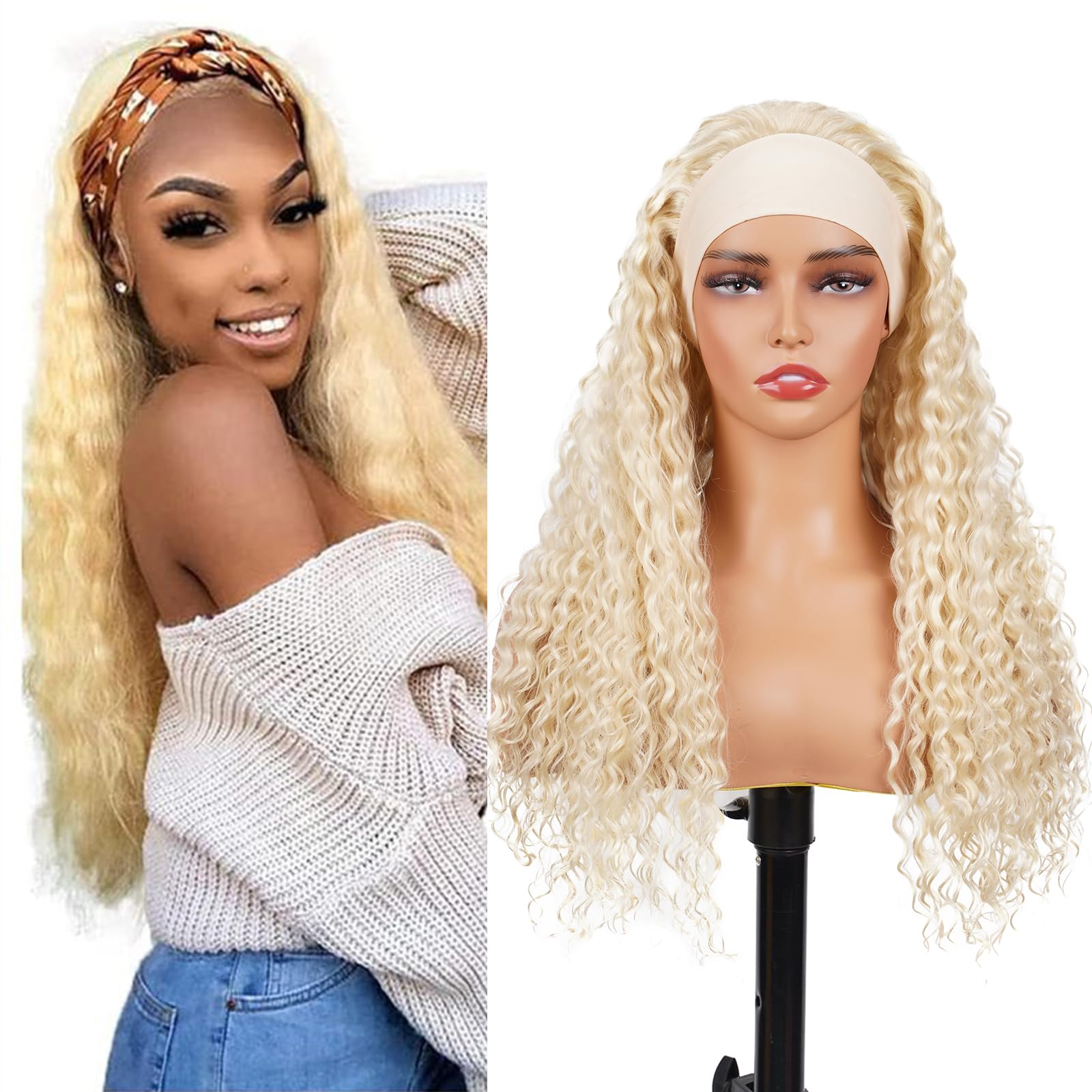 Perruque Diadéma élastique Blonde Cuivrée – Synthétique Courte – Neuf Avec étiquettes