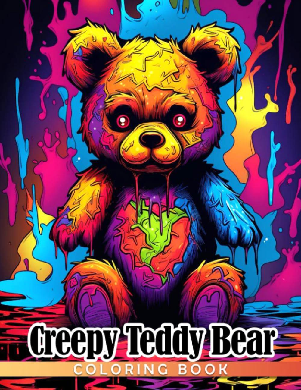 Creepy Teddy Bear Coloring Book: Adult Teddy Bear Coloring Pages Featuring Mandala Styles And Black Background | Have Fun With Our Designs