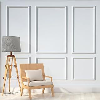 NeatiEase Peel and Stick Wall Molding Kit: 6 Premade Frames, Self-Adhesive Wainscoting Panels for Easy Home Decor