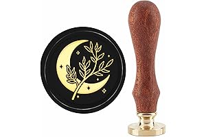Moon with Leaf Wax Seal Stamp 30mm Removable Brass Sealing Wood Handle