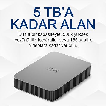 LaCie Mobile Drive Moon 2TB, External Portable HDD, Silver, PC Mac iPad & iPhone, Data Rescue Service (STLP2000400)