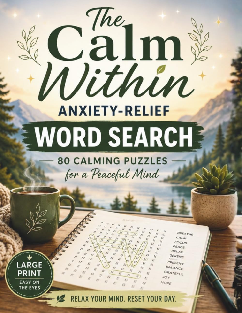The Calm Within: Anxiety-Relief Word Search Book: 80 Calming Puzzles for a Peaceful Mind