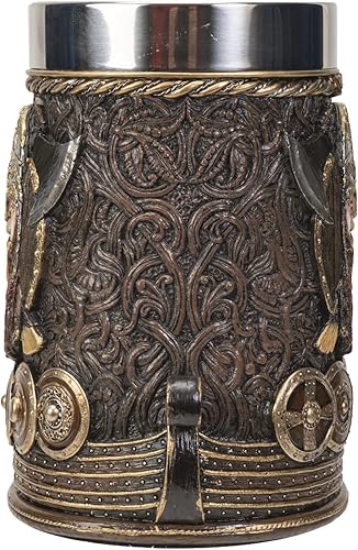 Miniatura 2 de SUMMIT COLLECTION Drakkar - Taza vikinga con mango de lancha larga, jarra de cerveza de 13 onzas líquidas, inserto de acero inoxidable