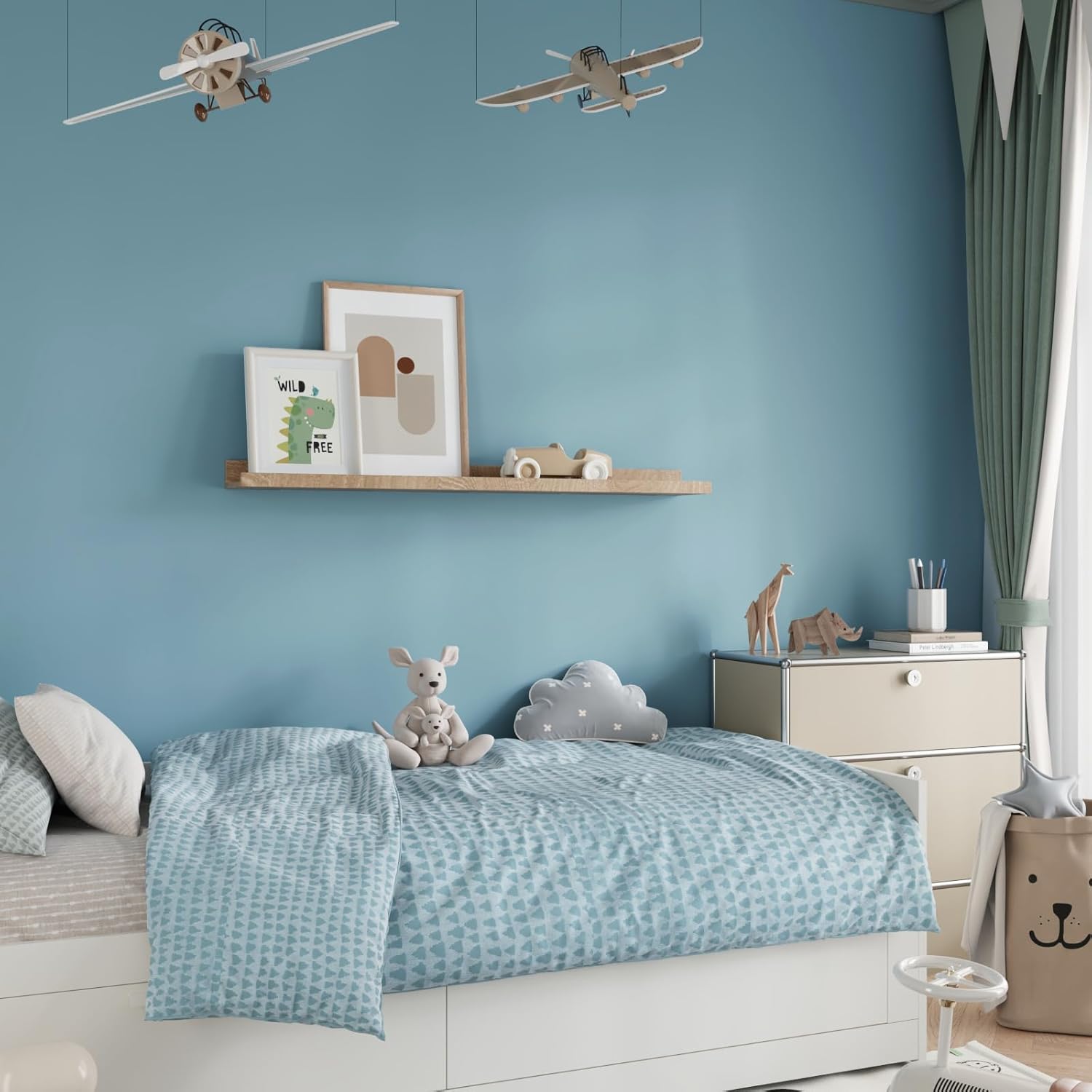 CRE8TIVE 24"x354" Ocean Blue Wallpaper Peel and Stick Large Size Thick Durable Light Blue Contact Paper Waterproof Self Adhesive Decorative Vinyl Paper for Bedroom Bathroom Walls Countertops Cabinets