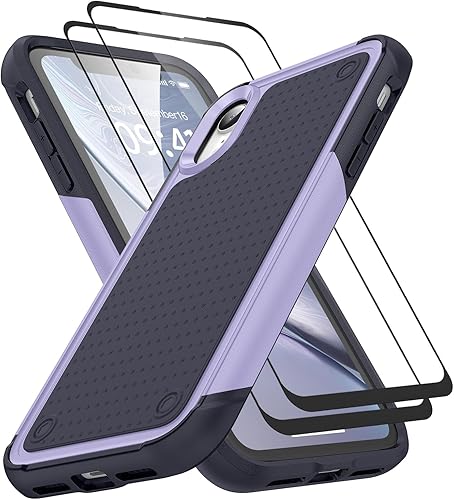 Jeylly Funda compatible con iPhone XR, iPhone XR con protectores de pantalla, grado militar, a prueba de golpes, de doble capa, protección completa,