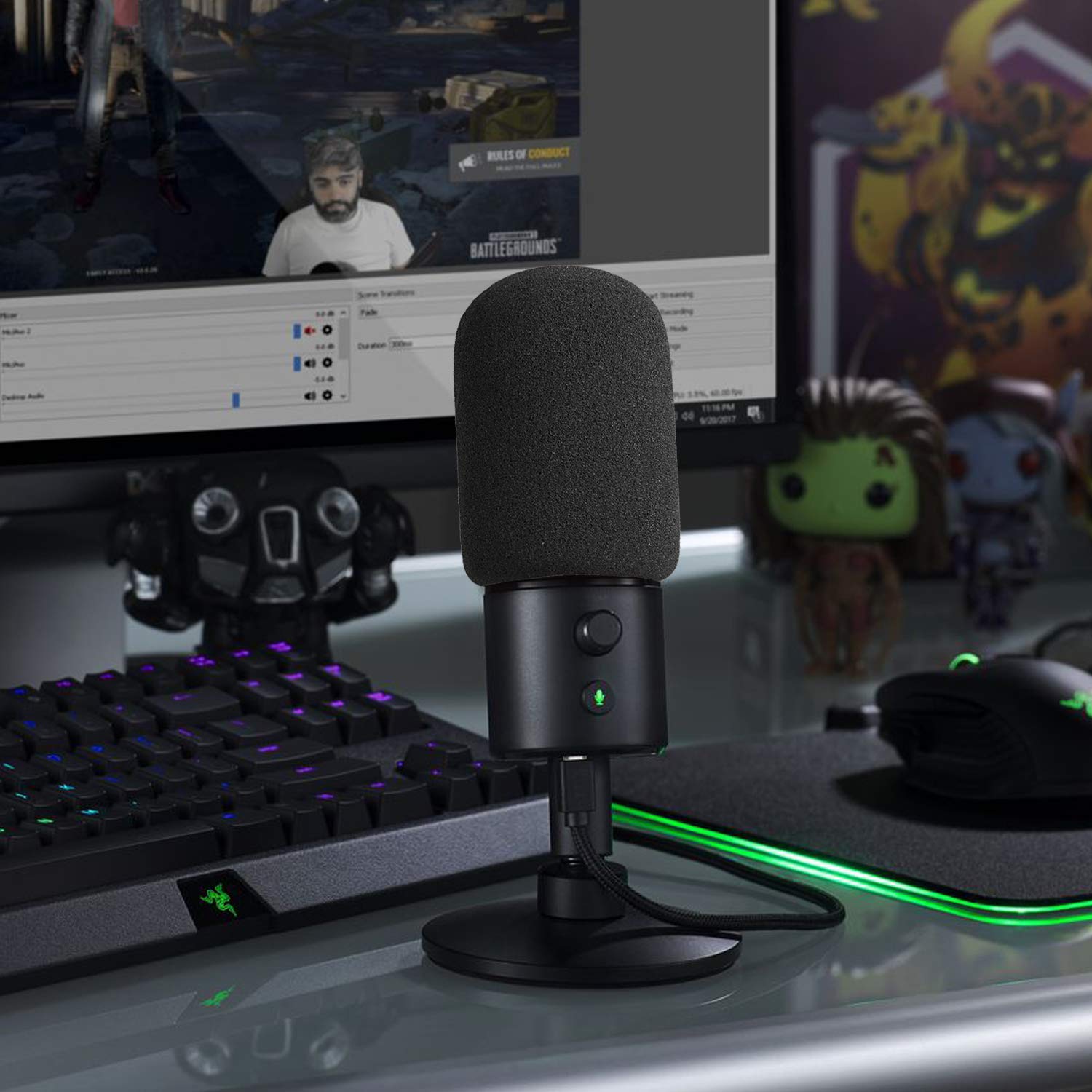 Kit 2 Bonnettes Anti-Pop En Mousse Pour Micro Razer Seiren V2 X - Filtre Vent Et Bruits, Lavable
