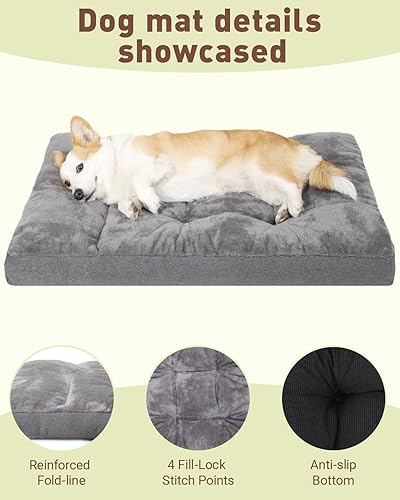 Miniatura 2 de Cama para perro para jaula para perros medianos y grandes, lavable a máquina, almohadilla de felpa para perrera con parte inferior antideslizante,