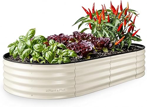 Vista 23 de Plant & Plot Camas de jardín elevadas galvanizadas para exteriores/ Jardinera elevada de 6 x 3 x 1 pie para jardinería, verduras, flores, caja