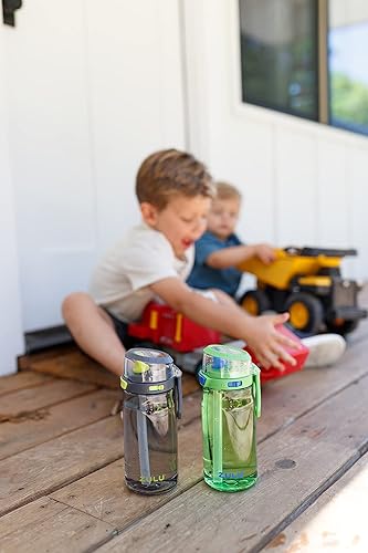 Miniatura 10 de Zulu Kids Flex - Botella de agua con boquilla de silicona, tapa abatible a prueba de fugas y lazo de transporte suave al tacto para mochila escolar,