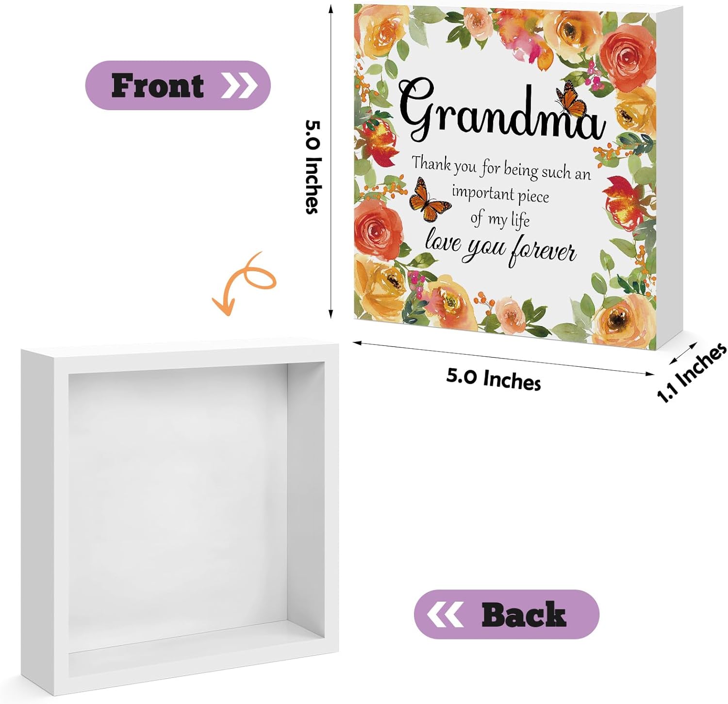 Grandma Gifts Birthday Gifts for Grandma Mothers Day Gifts Engraved Wooden Block Sign Desk Decor Sign for Grandma from Grandkids Thanksgiving Christmas for Grandma Grandmother Nana - Image 2