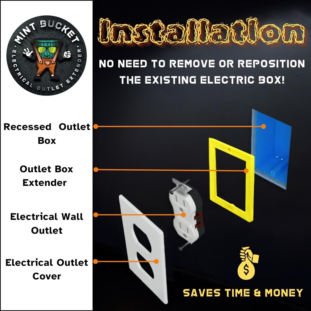 1/4" Single Gang Outlet Box Extenders, UL Listed, Electrical Box Extender for Outlets & Switches, Pack of 3 - Image 8