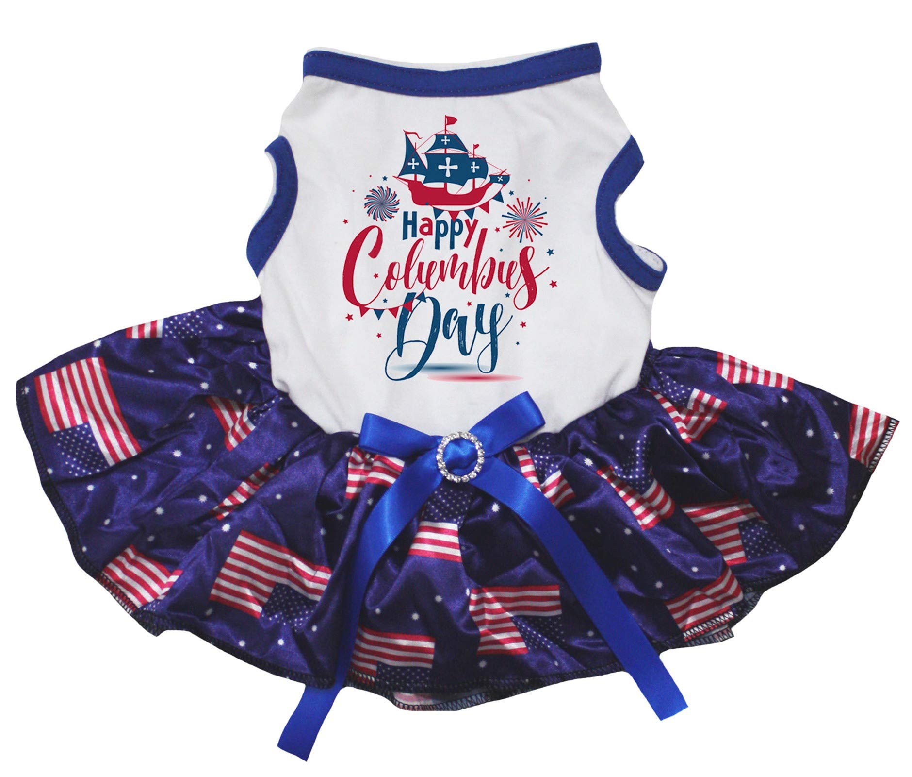 Robe pour chien Columbus Day blanc motif drapeau américain taille XL