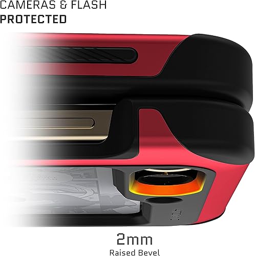 Miniatura 3 de Ghostek ATOMIC - Funda delgada para Samsung Galaxy Z Flip 5 transparente con parachoques de metal de aluminio rojo, de alta calidad, resistente,