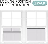 Vista 5 de Tandefio Paquete de 2 ventanas de cobertizo blanco de 14 x 21 pulgadas, ventanas corredizas con vidrio templado y pantalla para el hogar