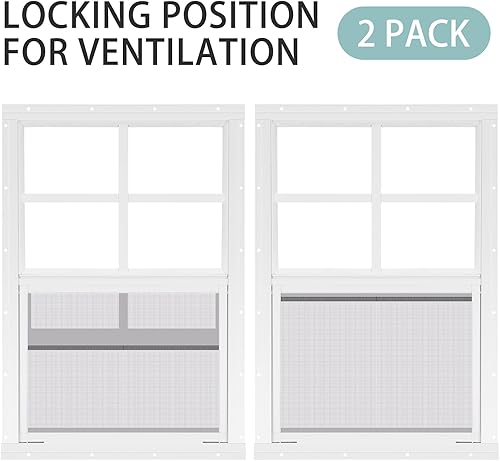 Miniatura 5 de Tandefio Paquete de 2 ventanas blancas de 21 x 14 pulgadas con vidrio templado y pantalla para el hogar, ventanas corredizas con deslizador vertical