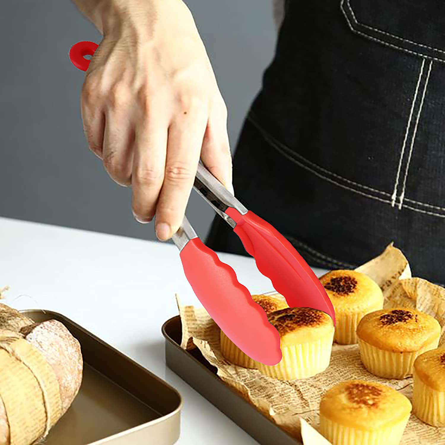 HINMAY Juego de 6 pinzas de cocina coloridas de 7 pulgadas con puntas de silicona, juego de 6 (rojo, azul, verde, rosa y amarillo)