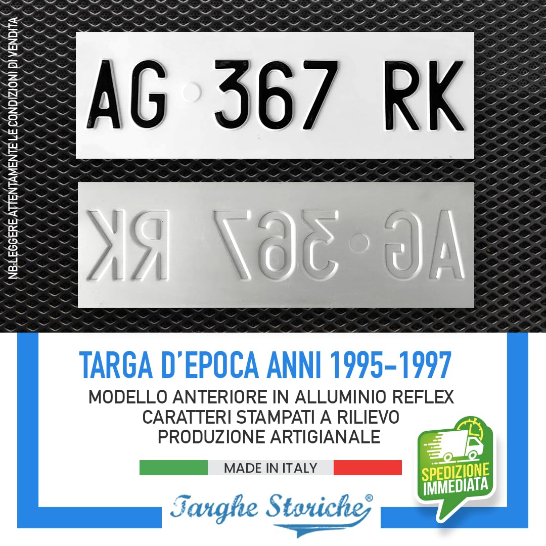 Targhe Storiche Targa Personalizzata Anteriore 1995-1997 Aluminio Catarifrangente Made in Italy