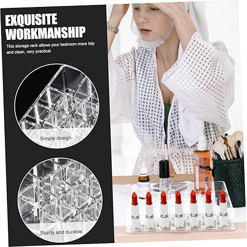 Miniatura 8 de Vaguelly Acrylic Lipstick Holder 26-Grid Makeup Organizer for Vanity Delicate Lipstick Rack Dustproof Design for Beauty Enthusiasts