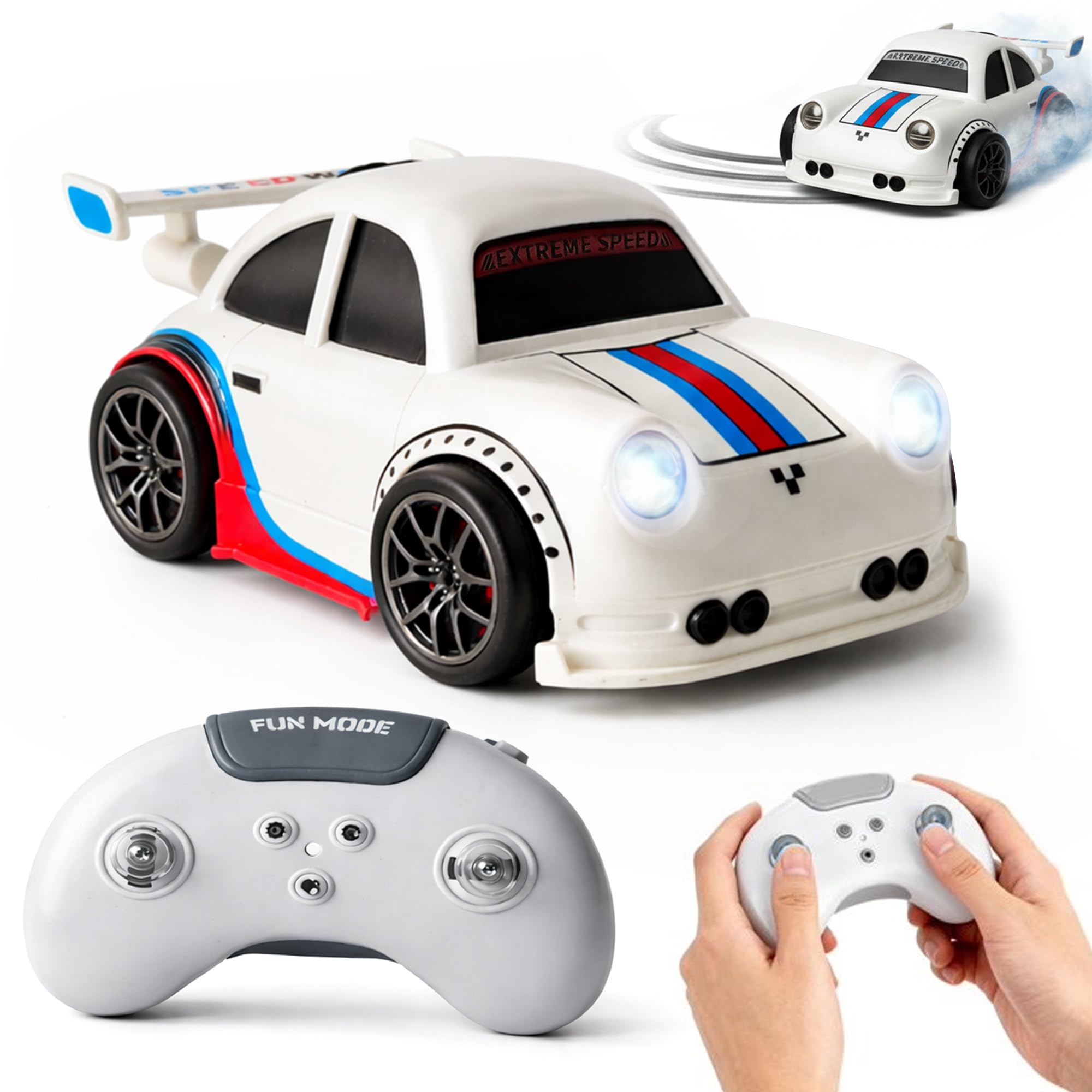 Kidology Drifting RC Car for Kids | 2.4GHz Remote Control Racing Car with LED Lights Sound Effects | 360° Spins Follow and Escape Modes Sensor Control Auto Demo Toy Vehicle for Boys & Girls-image-26