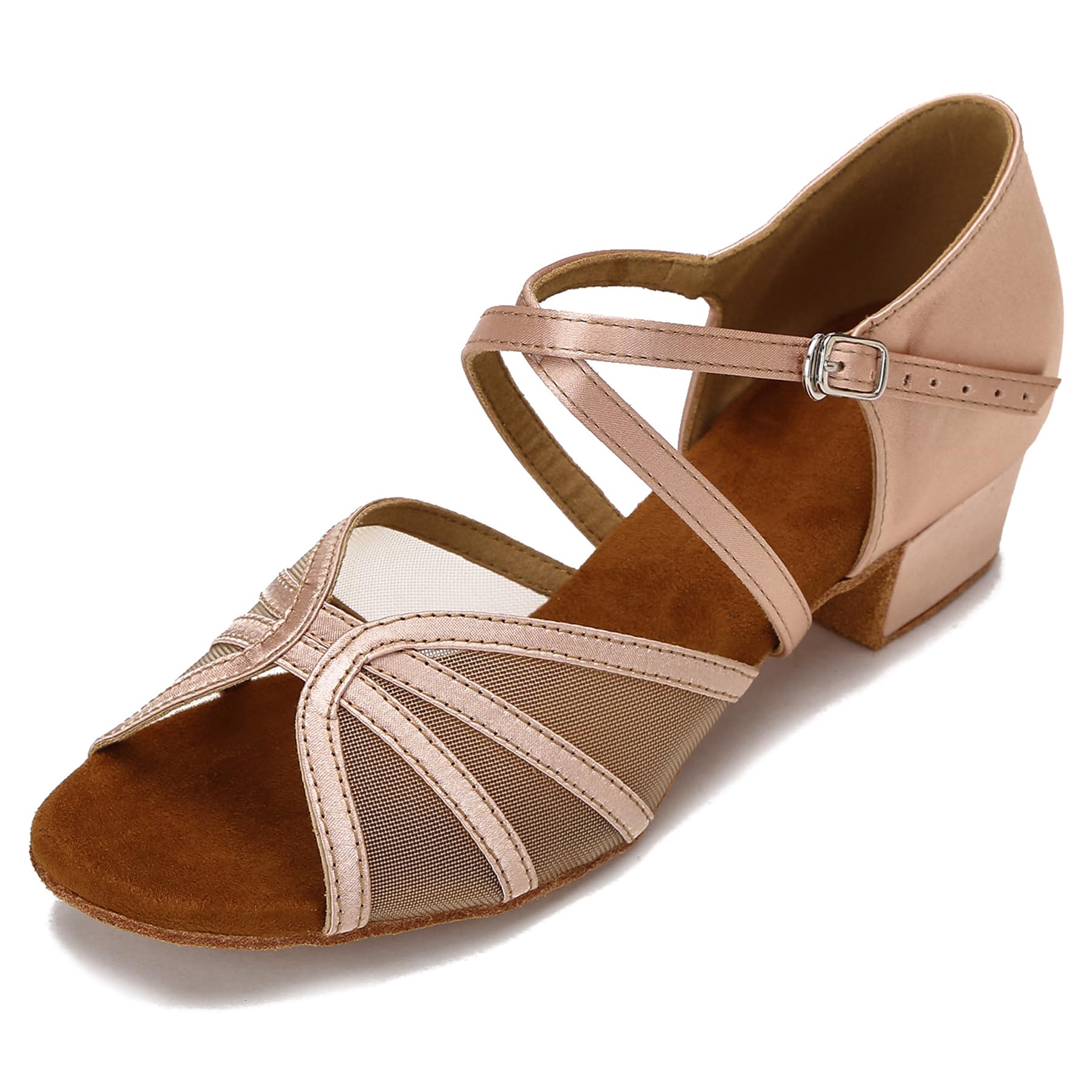 CLEECLI Low Heel Ballroom Dance Shoes Women Latin Salsa Practice Dancing Shoes 1.5 Inch Heel ZB14