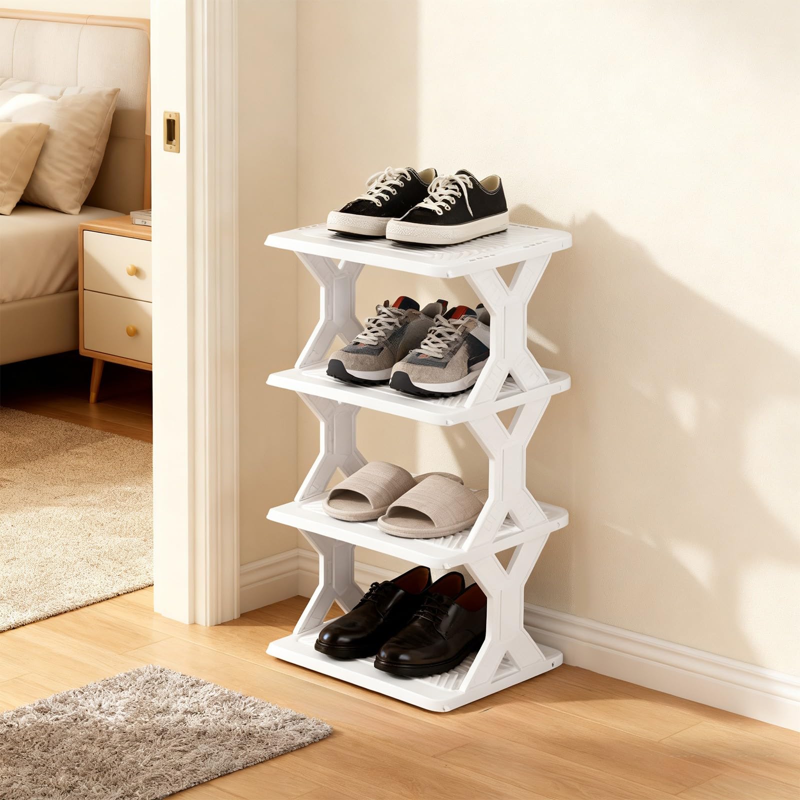 Étagère escalier en X pour chaussures, le rangement pratique de toute la maison