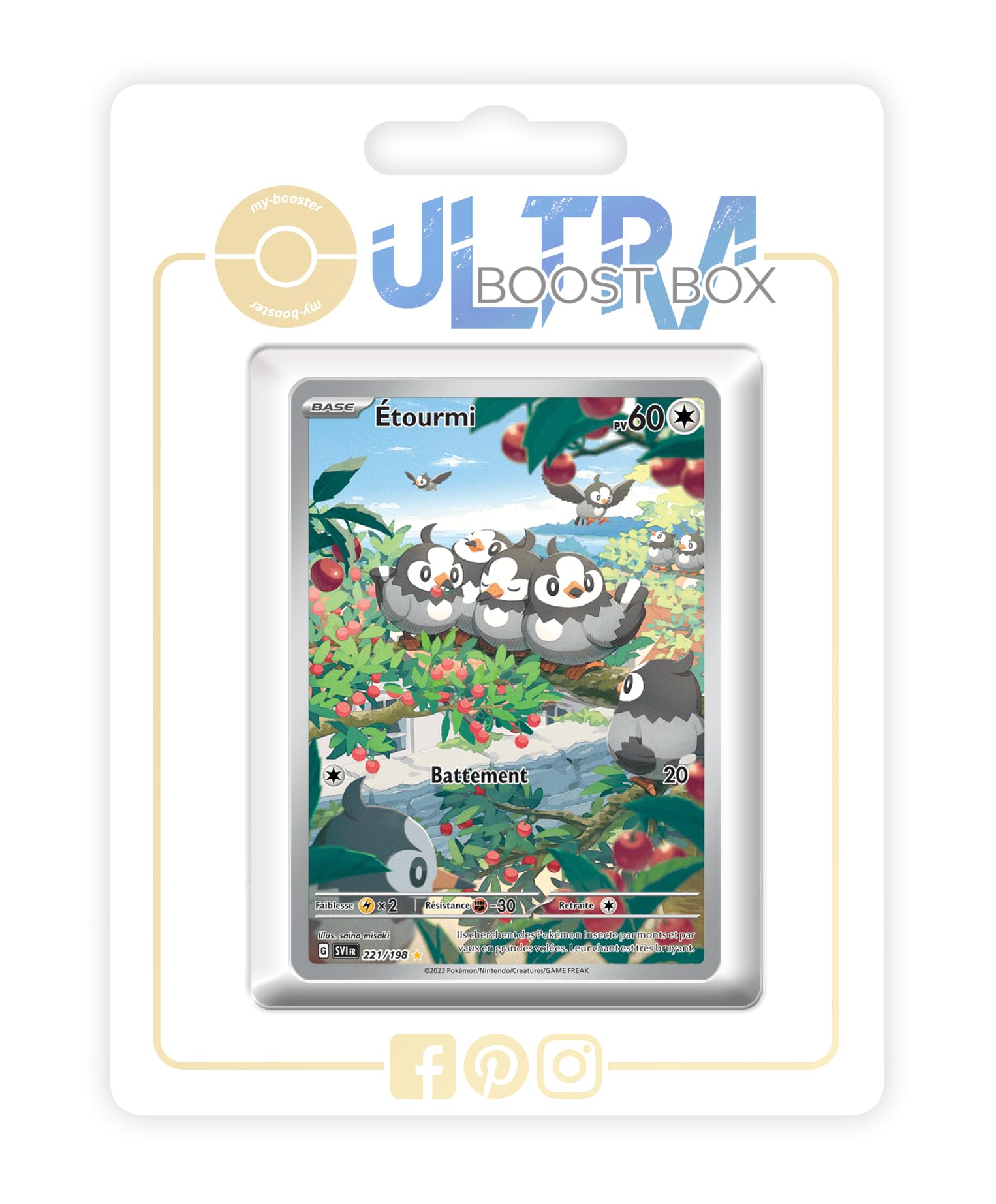 Étourmi (Starly) 221/198 Alternative Shiny Pokémon Gallery - my-booster X Écarlate et Violet 01 - Box of 10 Pokemon French Cards