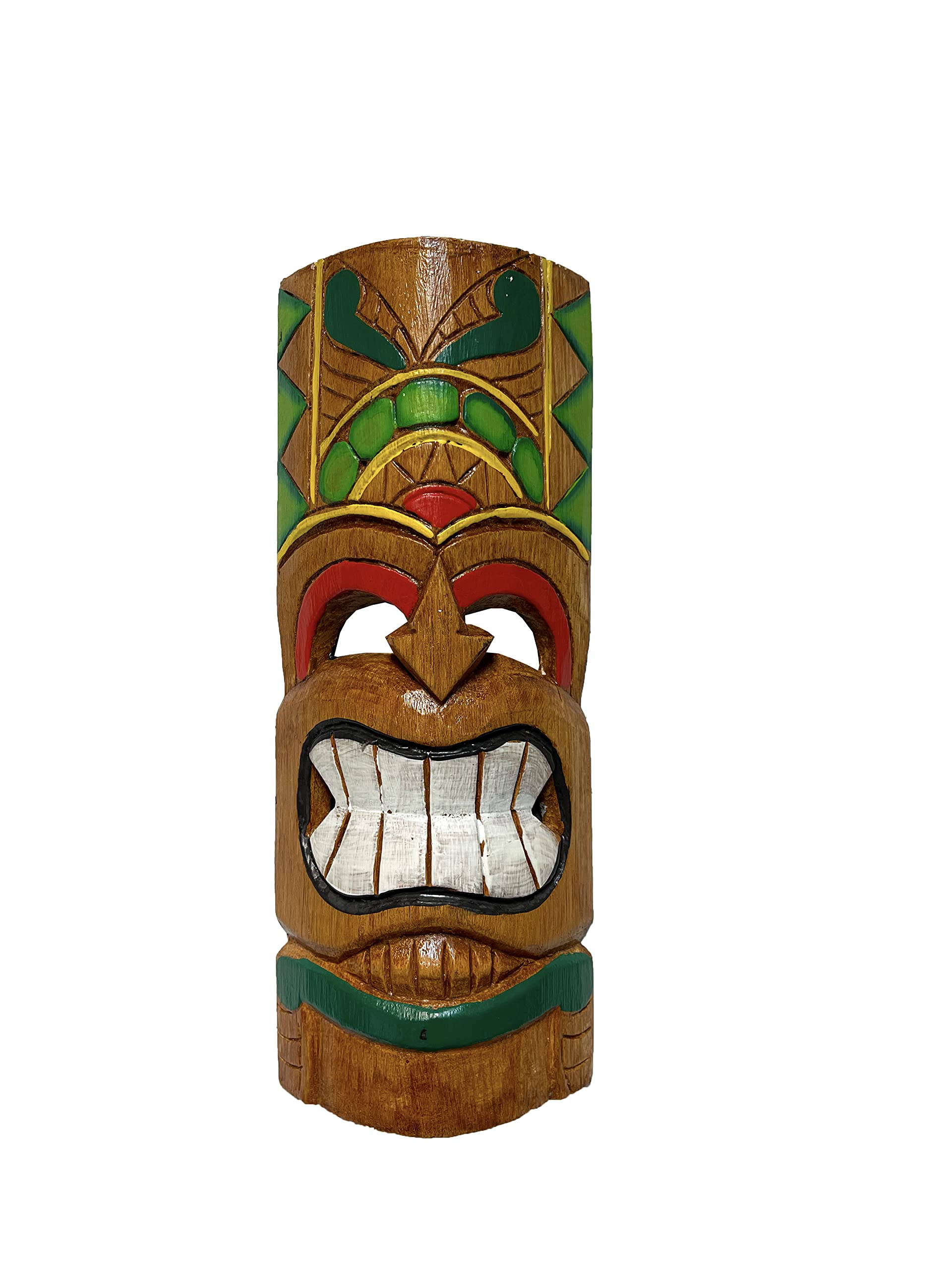My Family House Tiki Mask Wall Hanging - Multicoloured - Hand Carved Albesia Wood Decoration Tiki Bar Hawaiian Garden Hand Painted