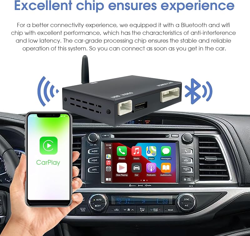 KAOLALI Vezeték Nélküli CarPlay Adapter Toyota Autókhoz - Touch2 és Entune2 Rendszerekhez (2014-2019) - Android Tükrözés, USB Csatlakozás
A