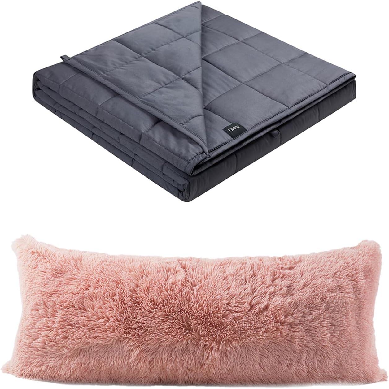 ZonLi Ultimate Comfort Sleep Bundle: Cooling Weighted Blanket & Fluffy Body Pillow