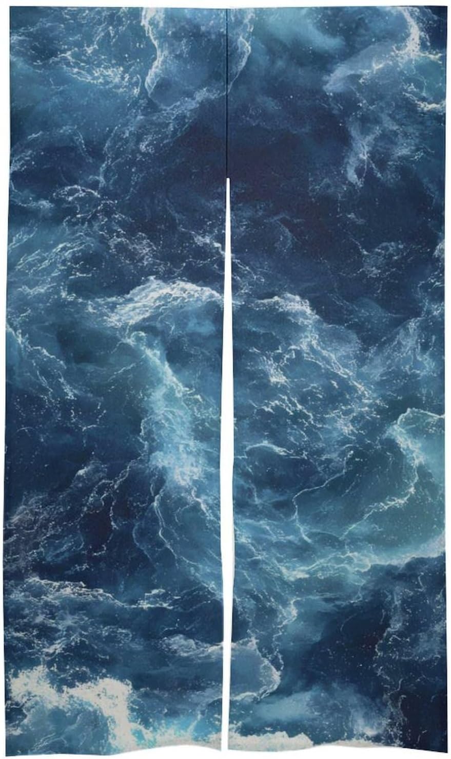 Deep Sea Ocean Waves Doorway Curtain Insulated Room Divider Drapes | white linen,privacy curtains