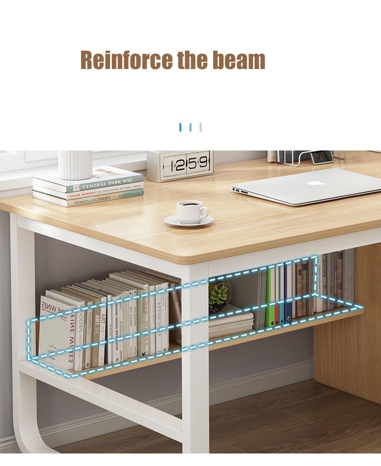 Bureau d'ordinateur avec Compartiments et 3 tiroirs, Poste de Travail pour Bureau à Domicile, Bureau élégant et Fonctionnel A,100CM