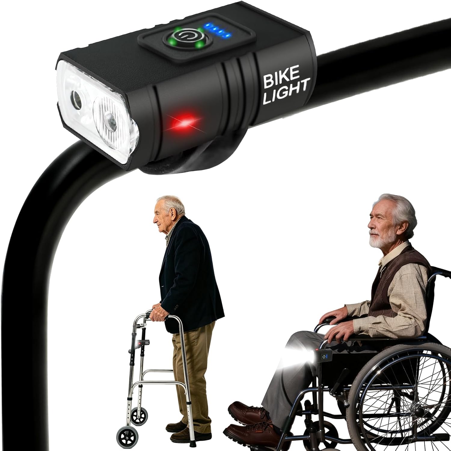 Light for a Walker, Wheelchair LED Lights, Wheelchair Lights, Walker Night Lights, and Electric Wheelchair Accessories—high-Brightness and Adjustable, Suitable for Most Models of wheelchairs, Walkers