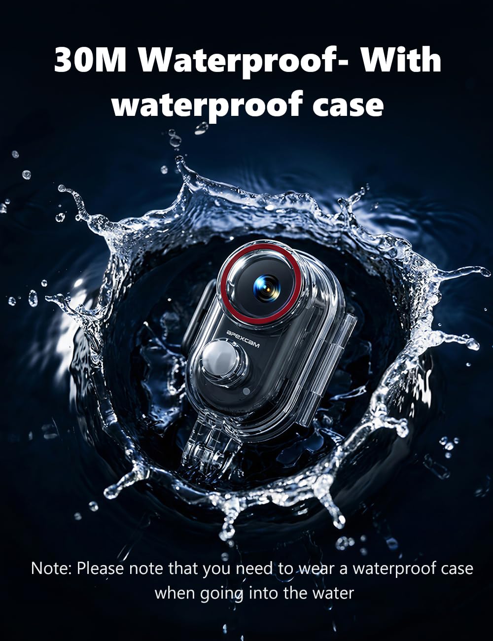 Apexcam K70 4K Mini Action Cam,POV Body Cam Con Scheda 64GB,WiFi EIS 20MP Body Cam Sportiva Portatile Vlogging Fotocamera,30M Fotocamera Subacquea,Videocamere Montate sul Corpo Con Supporto Magnetico