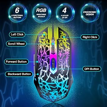 BENGOO Gaming Mouse Wired with RGB Backlit, Ergonomic PC Computer Mice