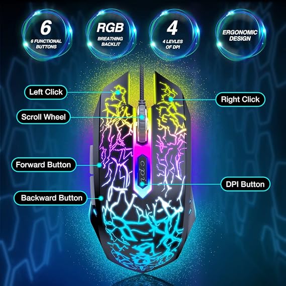 BENGOO Gaming Mouse Wired with RGB Backlit, Ergonomic PC Computer Mice