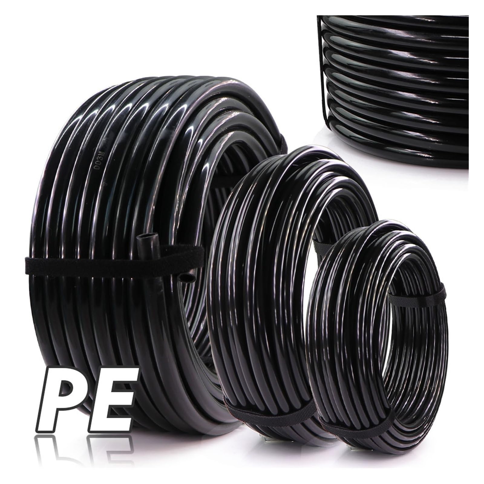 Manguera de jardín de PE negra 10-50 m 6-12 mm for sistema de riego | Tubería de PE resistente a la presión for sistemas de riego de jardines y césped.(OD-6mm,30m-98.4FT)