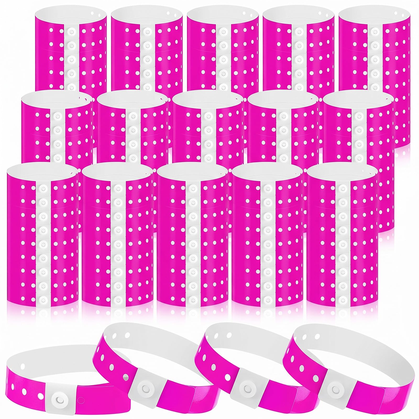 Henoyso 1000 Pcs Plastic Wristbands for Events Vinyl,Pink