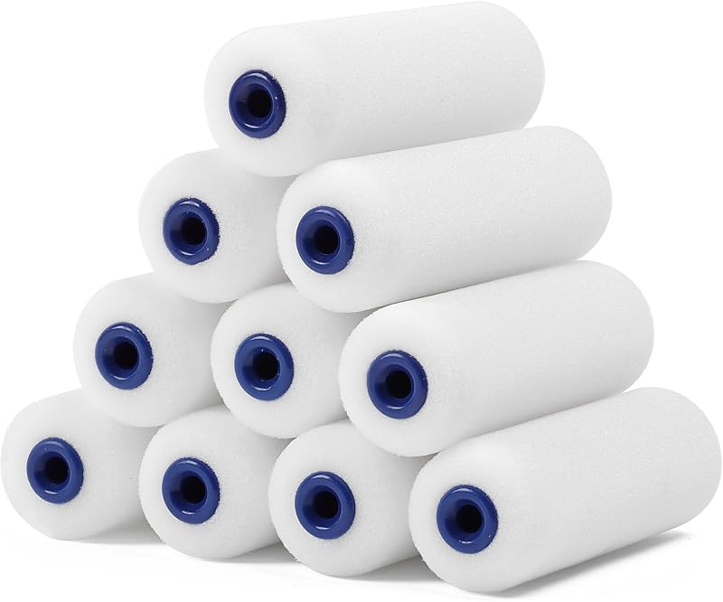 Bates- Foam Paint Roller Covers, 10 Pack, 4 Inch, High Density Foam Covers | Foam Roller Covers for Smooth Finish Painting, Ideal for Walls, Cabinets, Furniture & DIY Projects