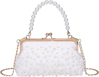 Pearl Clutch Purses for Women Evening Handbag Wedding Bridal Crossbody Bag for Party