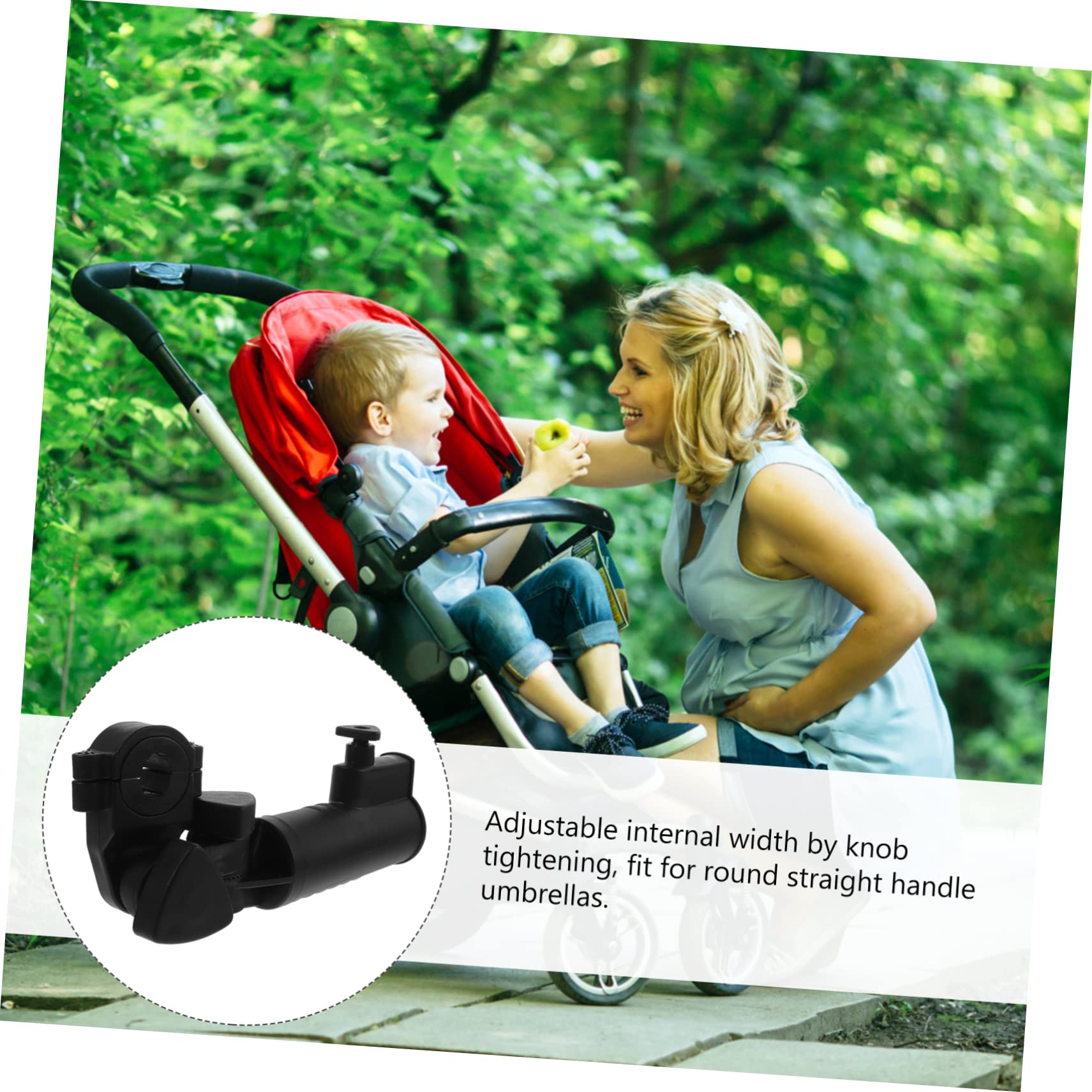 UPKOCH Regenschirmhalter für Golftrolleys Verstellbare Klemme Kunststoff Abnehmbar Winkel Anpassbar für Fahrradwagen und Kinderwagen