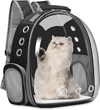 Amazon Trutdot 猫 キャリーバッグ 犬猫兼用 宇宙船カプセル型 リュックサック 透明 顔出し 通気性 大容量 耐久性 安全性 折りたたみ パッド付き Mブラック Trutdot キャリー カート 通販