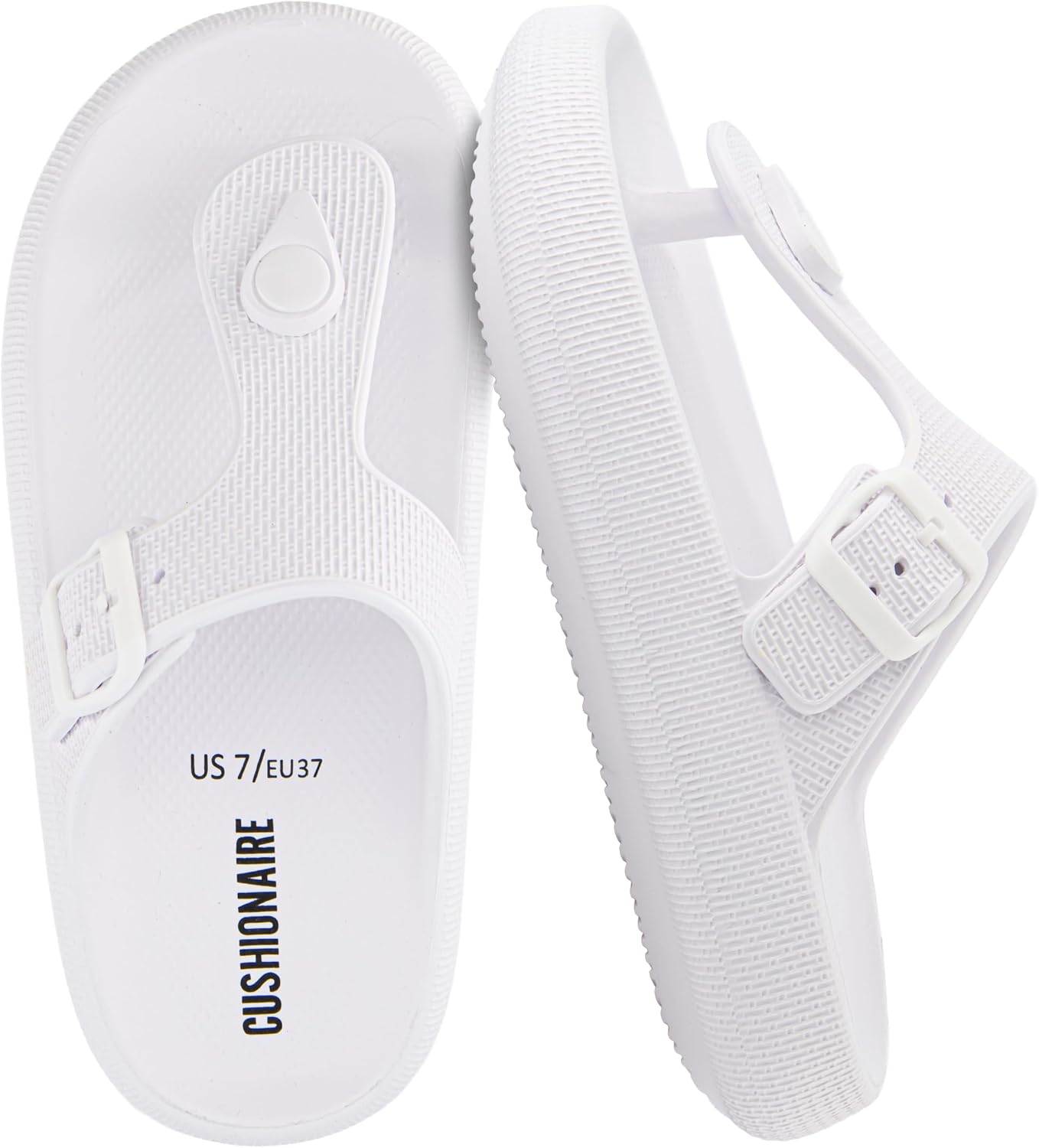 CUSHIONAIRE Women's Flo thong recovery cloud pool slide sandal with +Comfort
