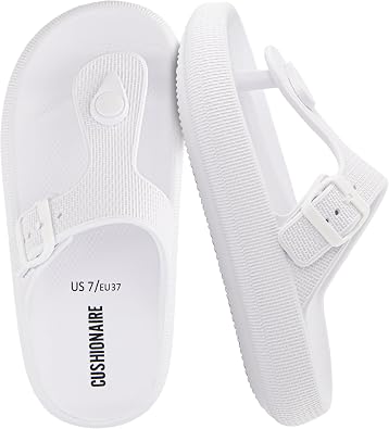 CUSHIONAIRE Women's Flo Thong Recovery Cloud Pool Slide Sandal with +Comfort