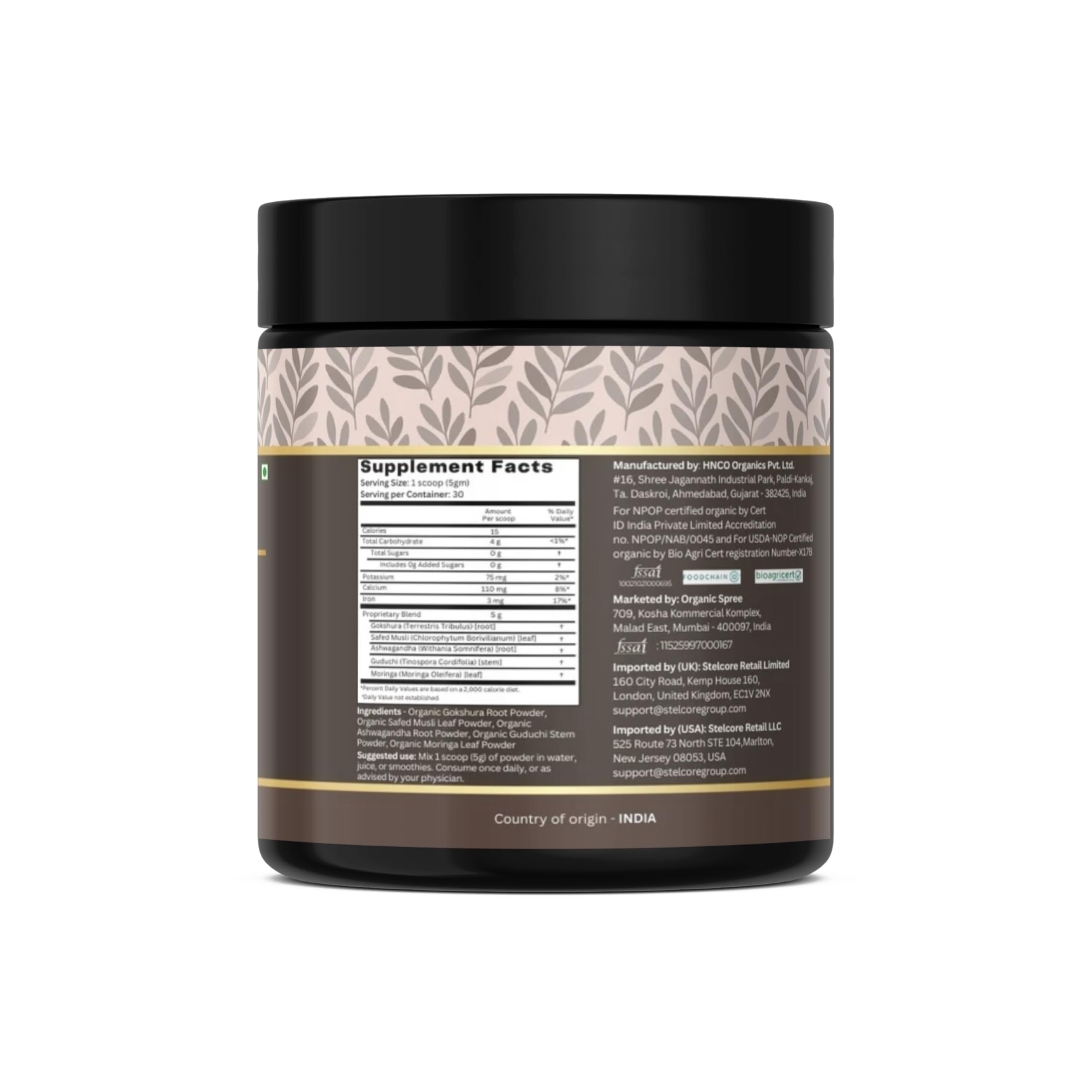 ORGANIC SPREE Stamiora Powder – 150 g (5.3 oz) | USDA Organic Certified | Ayurvedic Herbal Blend of Gokshura, Safed Musli, Ashwagandha, Guduchi & Moringa — Amazon image 3