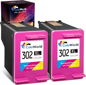 ColoWorld Remanufacturado 302 XL Tricolor Cartuchos de Tinta con HP 302XL  con HP DeskJet 2130 3634 3632 3630 3636 3637 1110 Envy 45284520 4524 4527  OfficeJet 3830 3831 3832 3835 4650 Impresora 2-Pack : Amazon.es: Informática