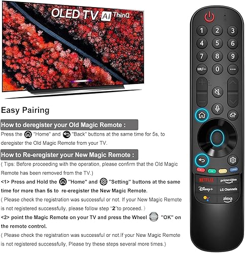 Miniatura 8 de Mando a distancia mágico para LG-Smart-TV de repuesto con puntero y función de voz compatible con modelos LG UHD OLED QNED NanoCell 4K 8K 2017-2023