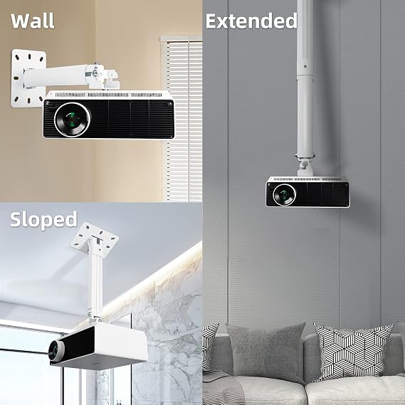 suptek Universal Ceiling Wall Projector Mount with 533mm Extendable Pole & Thread Adapters for Most Projectors up to 13.6kg