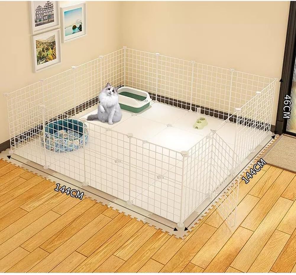 Dog Playpen with Door, Extra Large Pet Exercise Pen for Puppies, Cats & Small Dogs - 150x100x70cm Portable Outdoor Fence for RV Camping & Play Yard (Yellow)